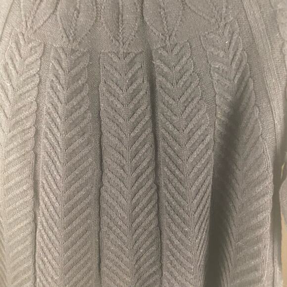 Jason Wu Black Oversized Cable Knit Herringbone Chevron Pattern Sweater Small - Picture 7 of 8